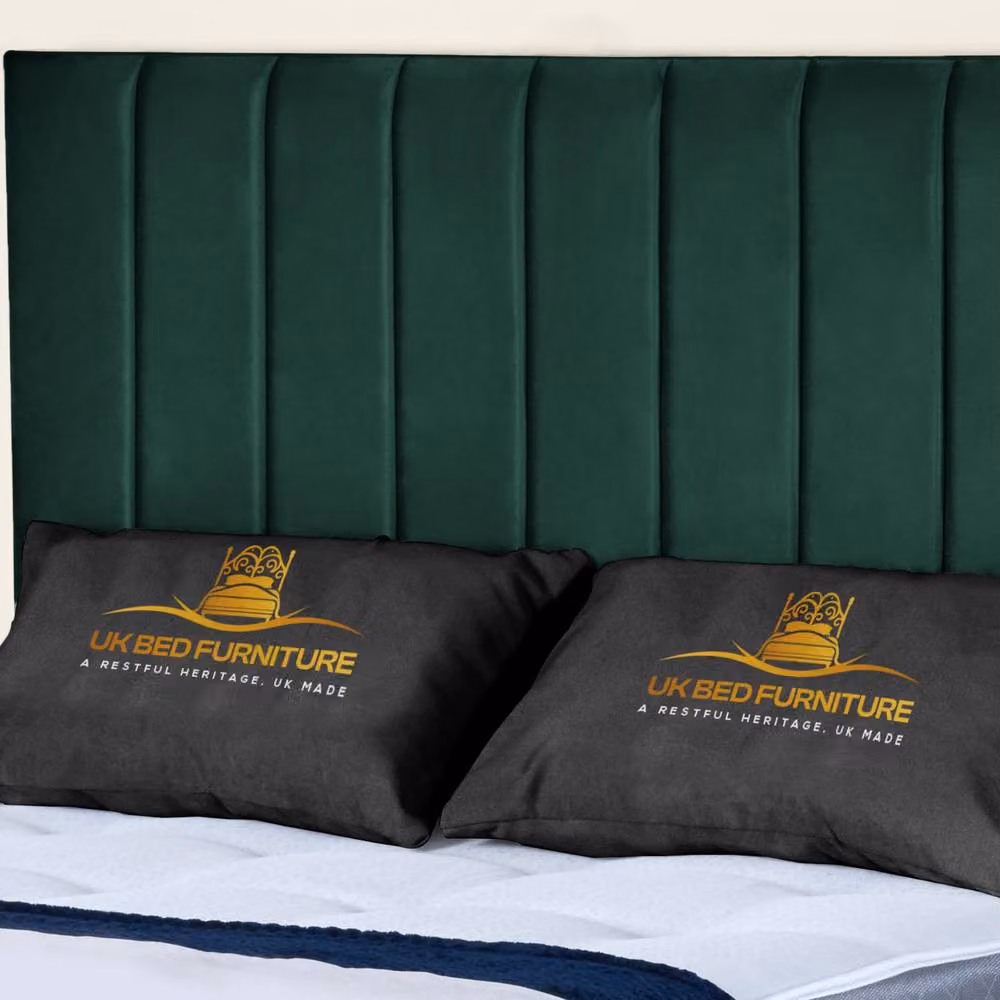 UK Bed Furniture Milano King Size Upholstered Velvet Slatted Base Bed in Green W/D/H: 180 x 200 cm – 2