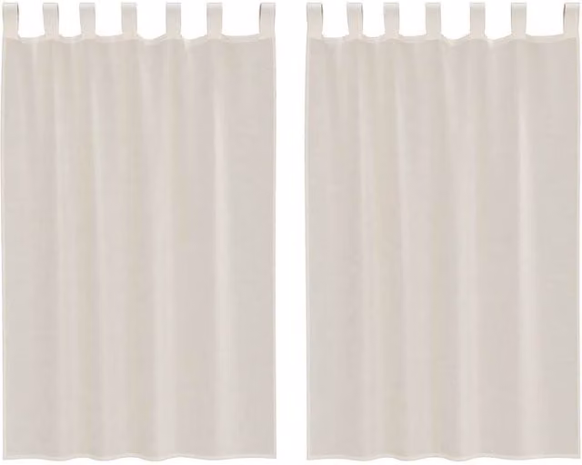 Berkfield Home Cream Voile Tab Top Curtains, 2 Pack, H 175 cm x W 140 cm