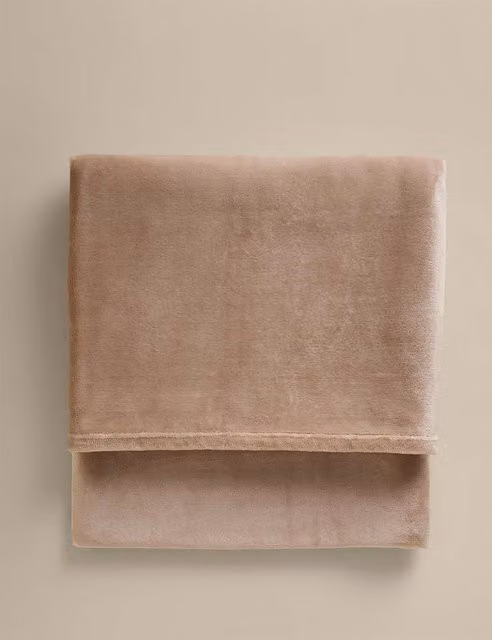 M&S Soft Fluffy Fleece Throw in Beige and Multicolour