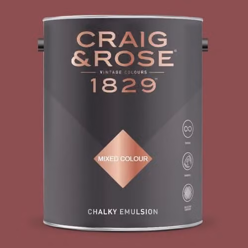 Craig & Rose 1829 Chalky Emulsion Paint Stop in Medici Crimson, Matt, 5 l