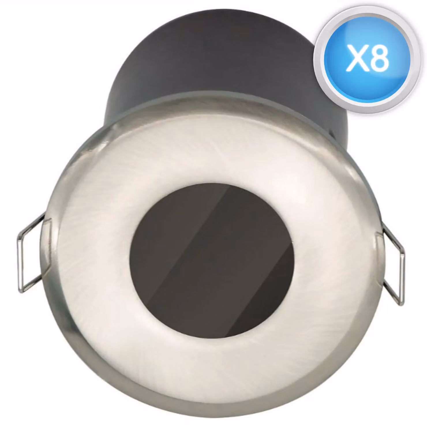 First Choice Lighting Set of 8 Recessed Bathroom Downlights, IP65, Silver Stainless Steel – 2