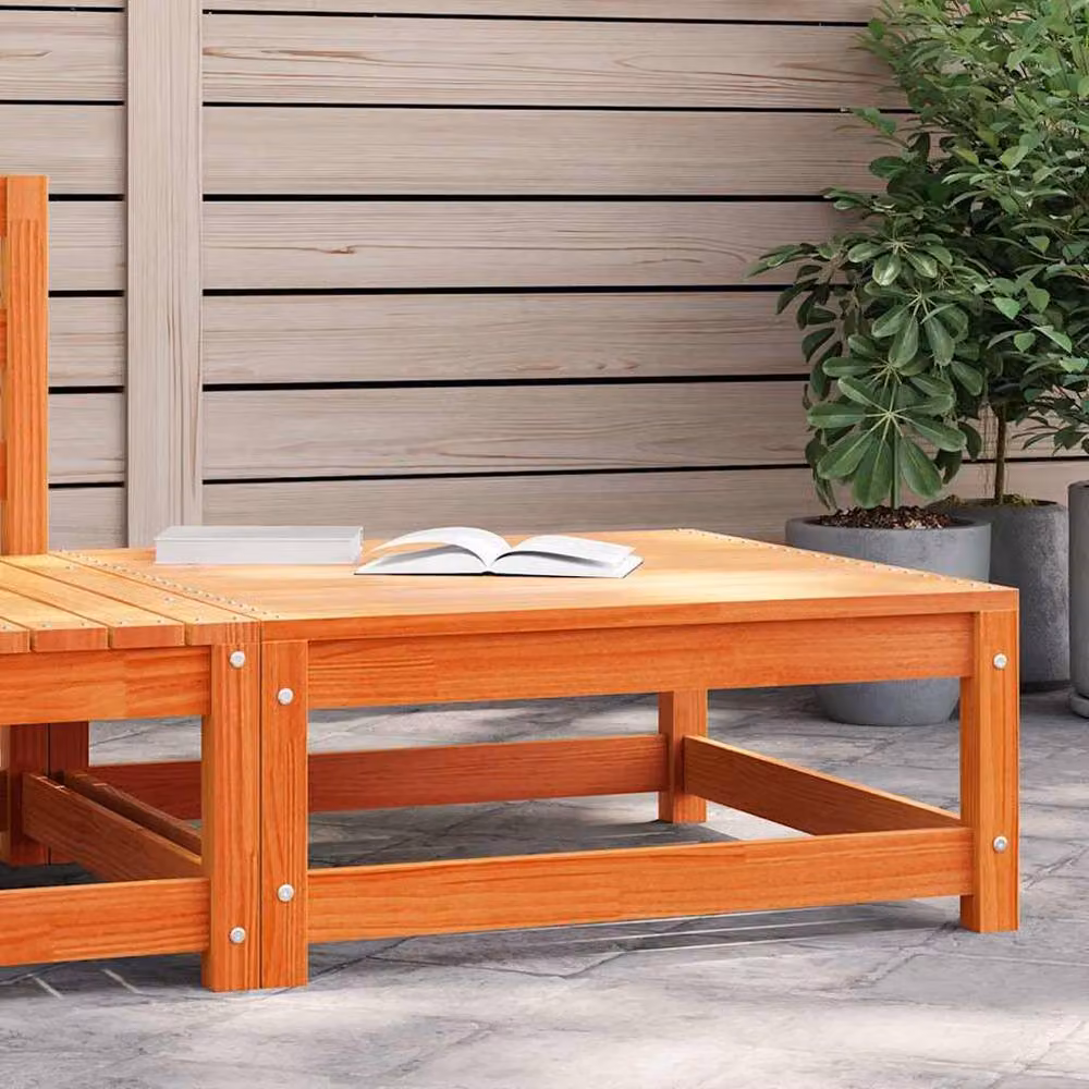 Berkfield Home Garden Footstool in Wax Brown Solid Pine Wood W/D/H: 70 x 70 x 30 cm – 2