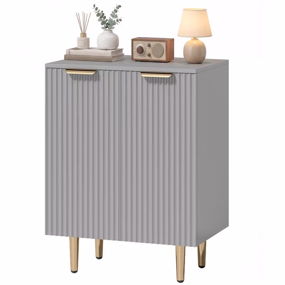 STILVORA Modern Grey Sideboard with Adjustable Shelf and Metal Legs, W/D/H: 80 x 40 x 60 cm – 3