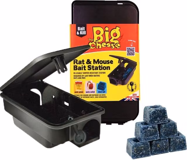 The Big Cheese Black Rat and Mouse Bait Station with 6 Bait Blocks