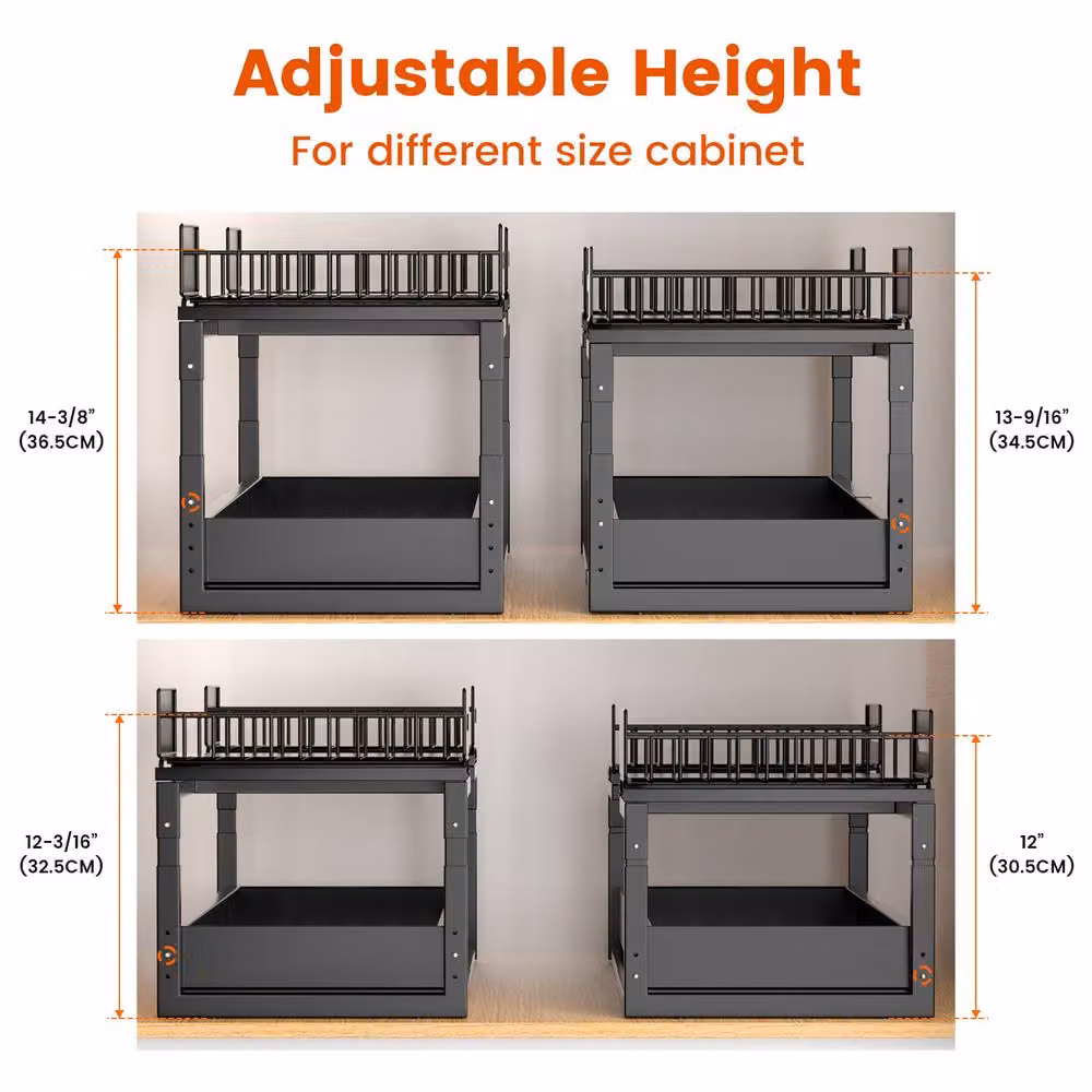 Blylund Black 2-Tier Under Sink Organiser with Slide-Out Drawers – 3