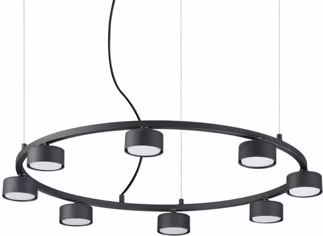 Ideal Lux Minor 8 Light Circular LED Ceiling Pendant Lamp in Black