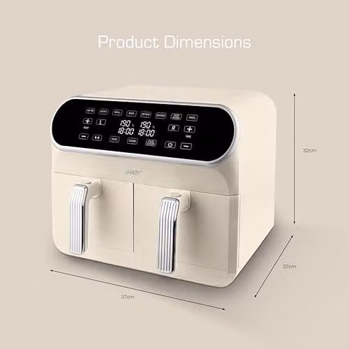 Swan SD10519C Retro Dual Basket Air Fryer with Swan Cyclone Technology, LED Display, 8 Pre-Set Cooking Options, Adjustable Temperature, 8L, 1700W, Beige – 5