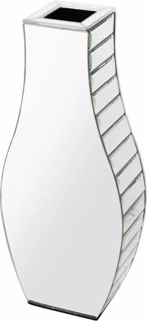 FLAVORA Silver Crushed Diamond Glass Mirror Vase, W/D/H: 100 x 100 x 1 cm