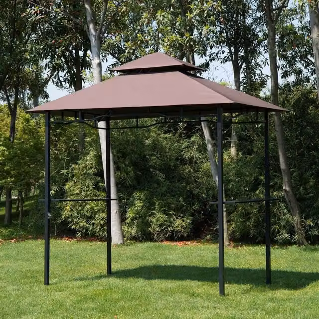 Outsunny Double-tier BBQ Gazebo Shelter in Brown – 1