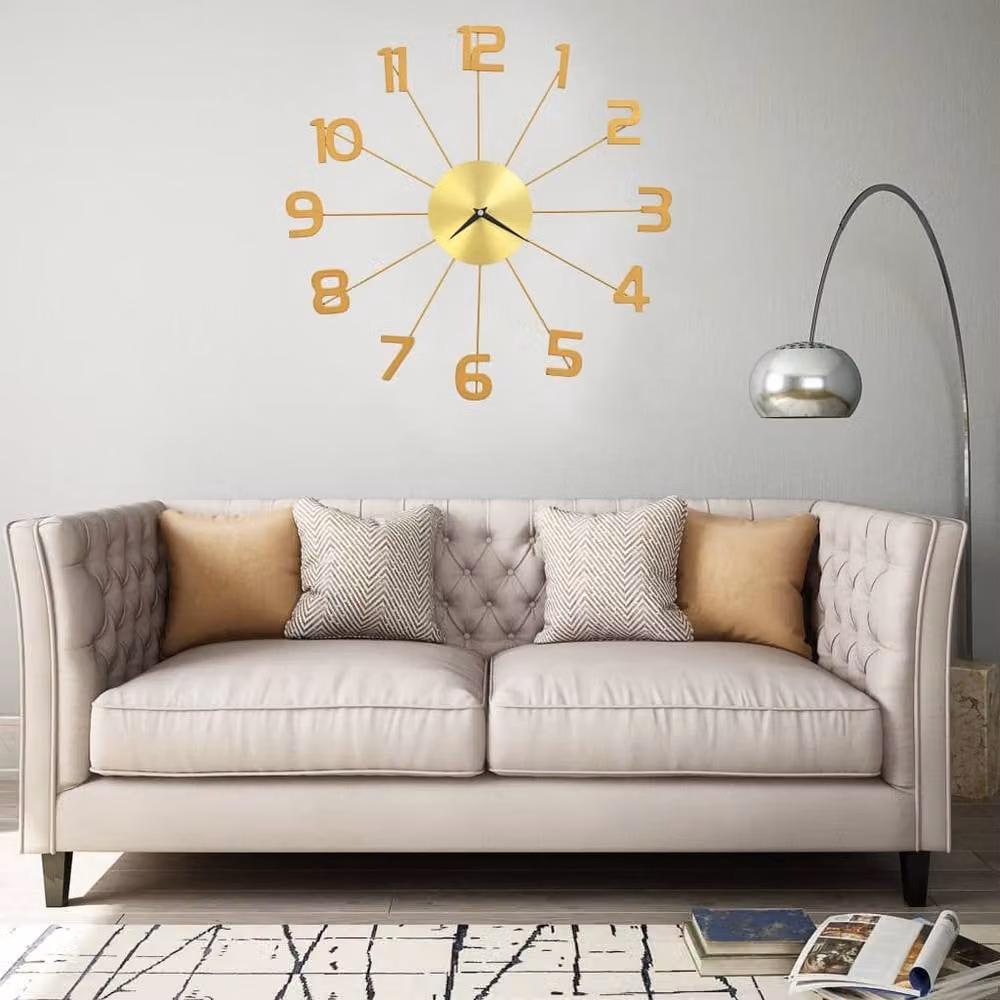 Berkfield Home Modern Round Metal Wall Clock in Gold, Diameter: 50 cm – 2