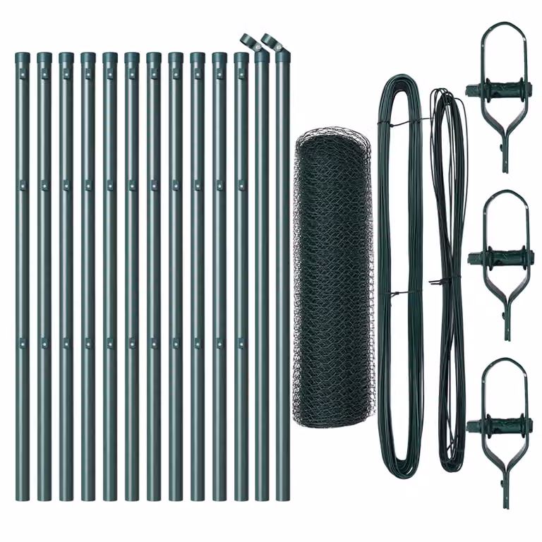 Berkfield Home Green Powder-Coated Steel Hexagon Fence