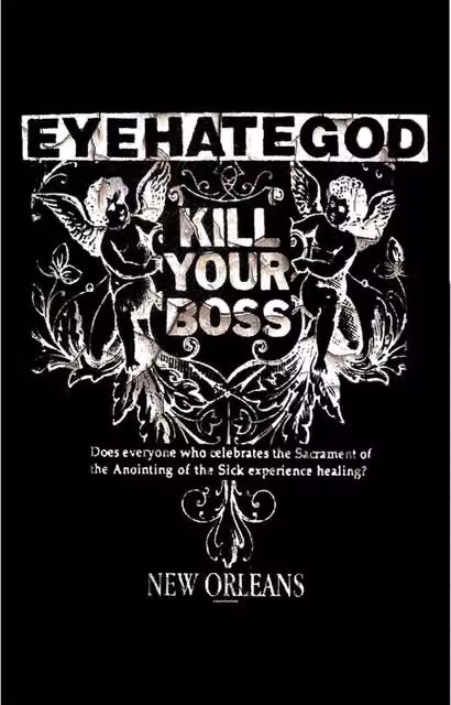 Eyehategod Kill Your Boss Textile Poster in Black and White, W: 106 cm, H: 70 cm