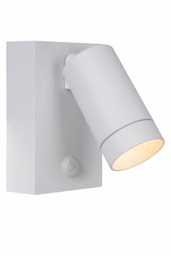 Lucide Taylor Dimmable Outdoor Wall Spotlight in White with Motion Sensor and GU10 LED Support – 1
