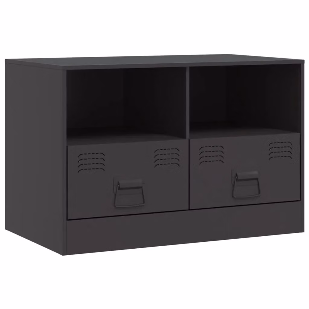 Berkfield Home Industrial Black Matt Metal TV Cabinet W: 67 cm, D: 39 cm, H: 44 cm – 2