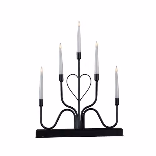Samuel ALEXANDER Black Metal Heart Christmas Candlebridge with 5 Warm White LEDs, Height: 32 cm – 3