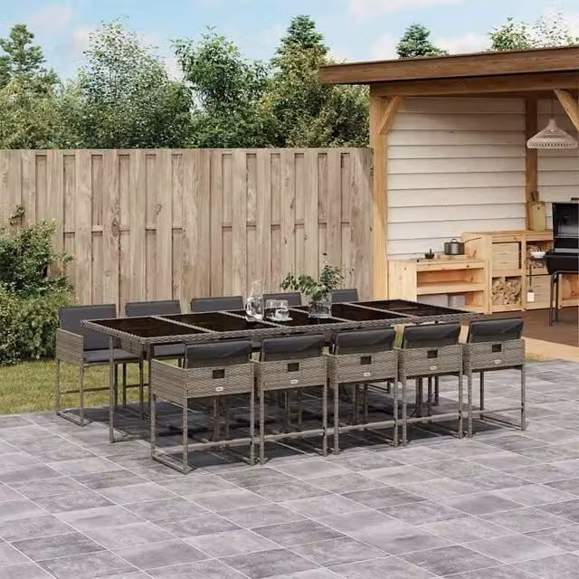 Berkfield Home Garden Dining Set in Grey and Black