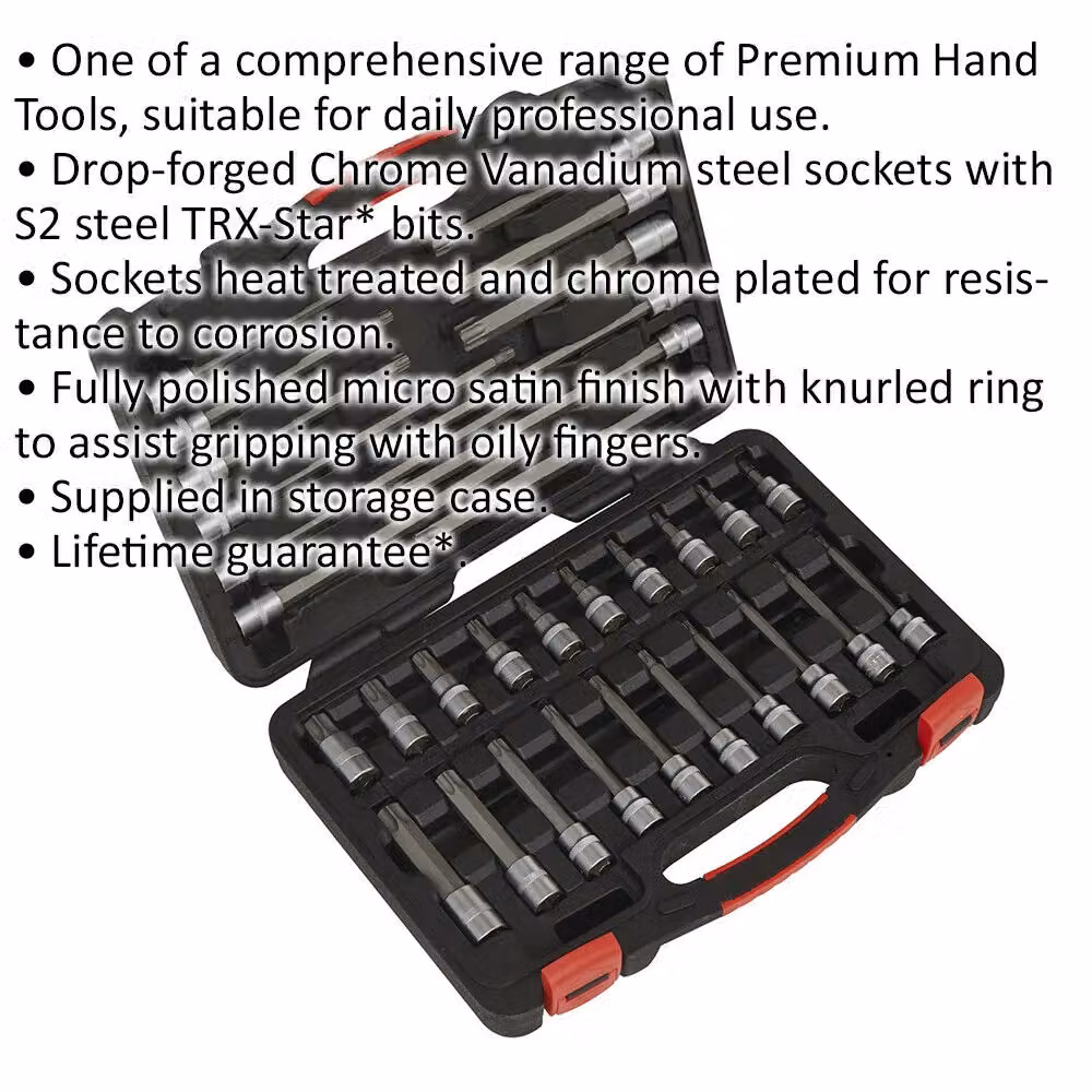 Loops 32 Piece TRX Star Bit Set, 3/8 Inch Square Drive, 200mm Long, S2 Steel, Silver – 2