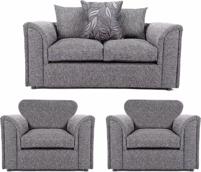 Furnishings For Less UK Byron Dundee Chenille Fabric 3 Piece 5 Seater Sofa Suite in Grey
