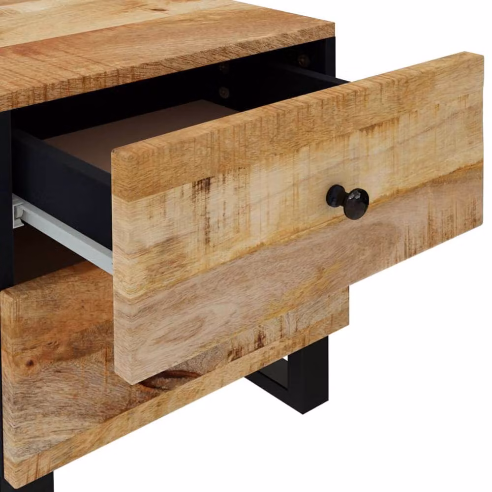 Berkfield Home Beautiful Bedside Cabinets, Set of 2, Tan Solid Mango Wood, W/D/H: 40 x 33 x 46 cm – 6