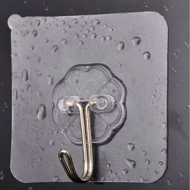 VOGREX 5-Piece Set of Heavy Duty Self-Adhesive Seamless Wall Hooks in Transparent Clear – 1