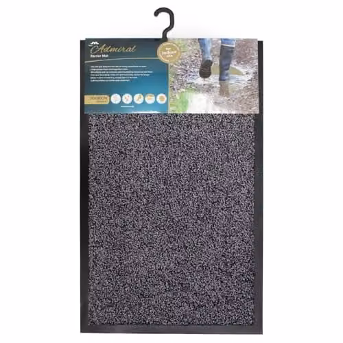 JVL Admiral Microfibre Barrier Doormat, Charcoal Grey, W: 50 cm, D: 80 cm, H: 0.5 cm