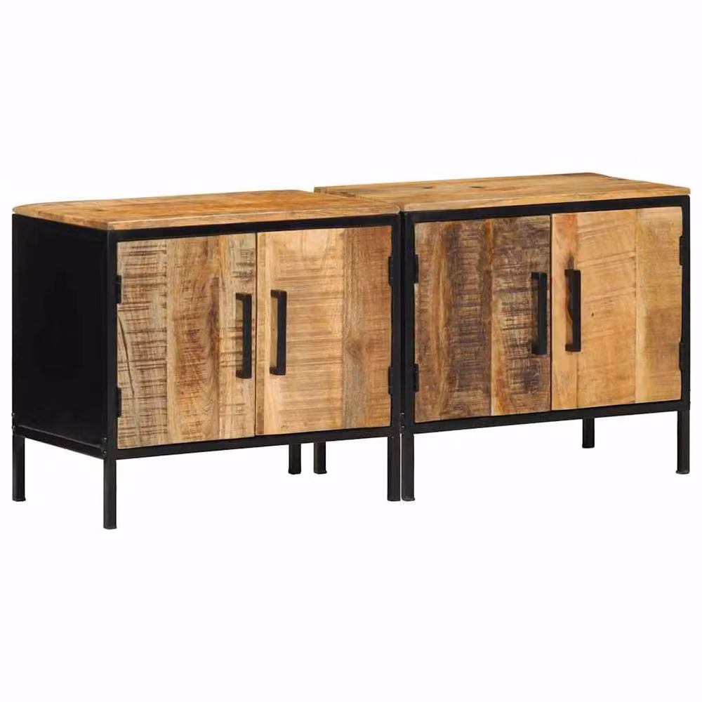 Berkfield Home Set of 2 Bedside Cabinets in Brown Solid Mango Wood, W/D/H: 50 x 30 x 45 cm – 2