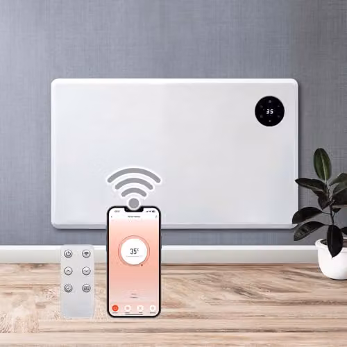 Purus 1200W WiFi Electric Convector Panel Heater, White, Wall Mounted or Freestanding, with App Control and Thermostat