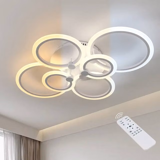 COMELY Modern 6-Ring Dimmable LED Ceiling Light in White, 76W, 8550LM – 1