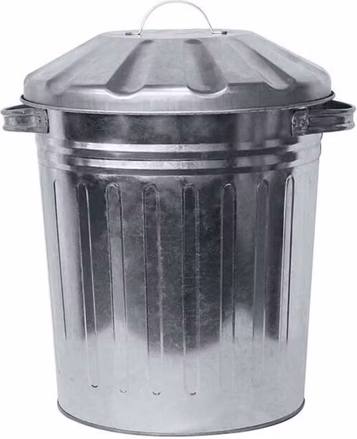 SPETLEK Galvanised Steel Metal Bin with Flip Lid in Silver, W/D/H: 29.5 x 26.5 x 15 cm