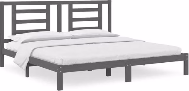 Berkfield Home Grey Solid Pine Wood Bed Frame 200 x 200 cm