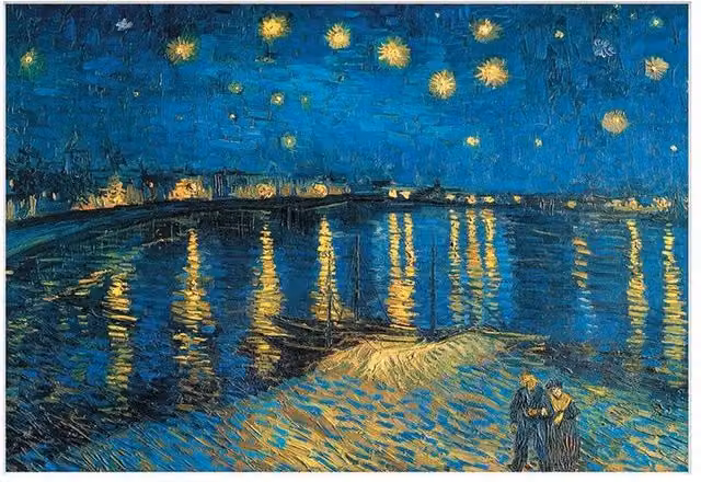 Vincent Van Gogh Night At The Rhone Blue Paper Poster Print