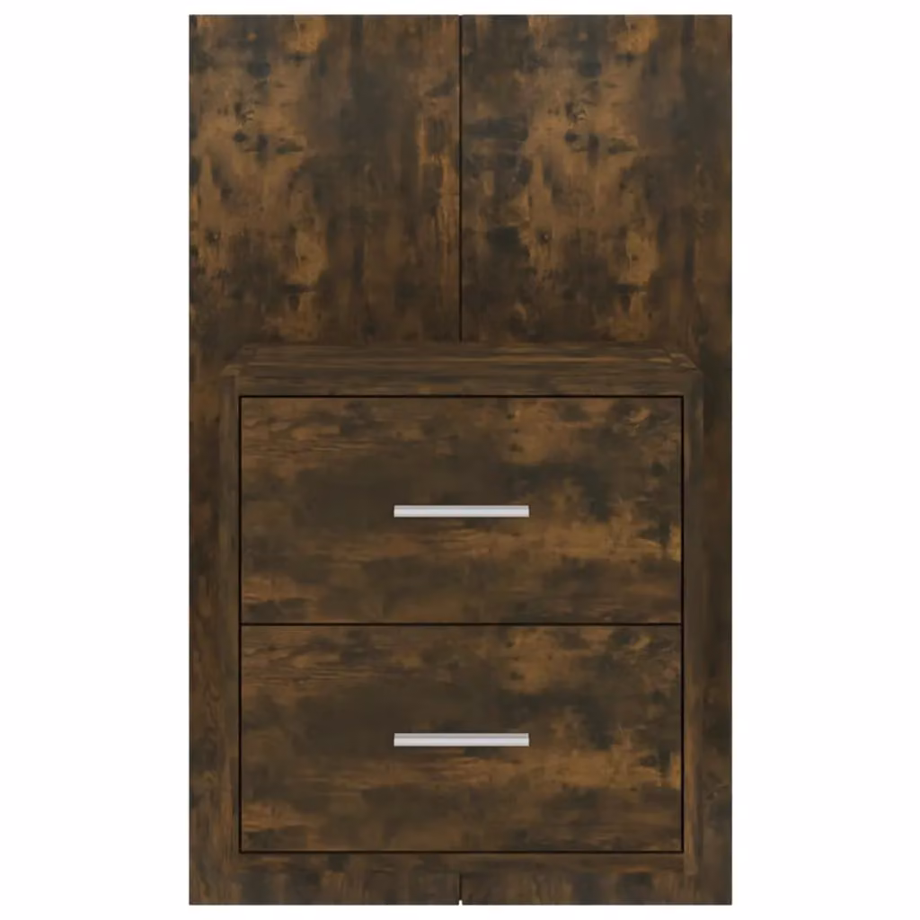 Berkfield Home Set of 2 Wall-mounted Bedside Cabinets in Smoked Oak Brown – 5