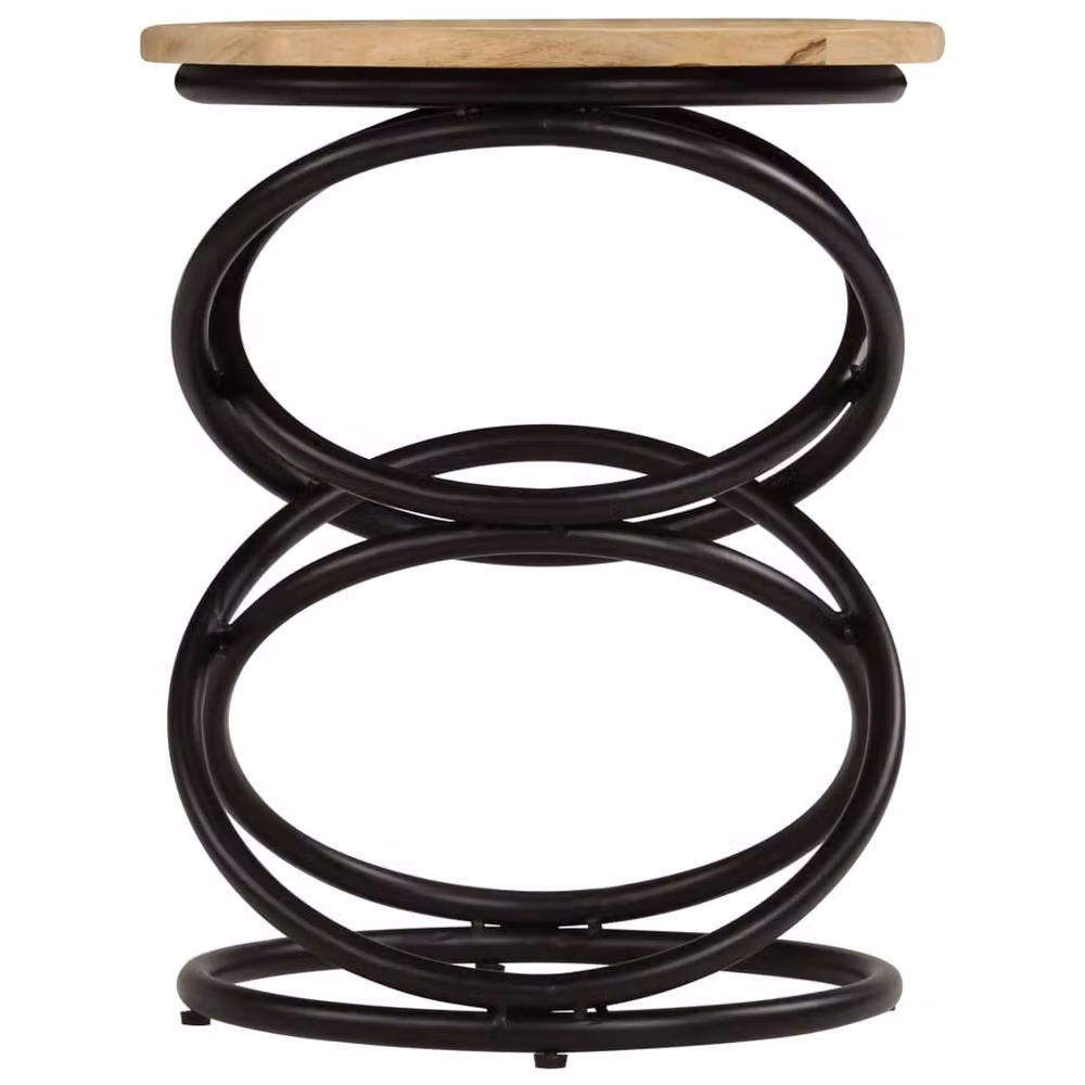Berkfield Home Round Solid Mango Wood End Table in Brown, W: 40 cm, D: 50 cm – 3