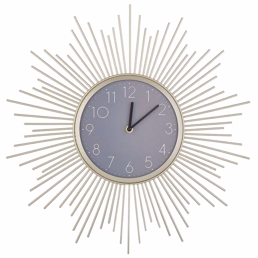 Wyld and Coco Gold and Grey Modern Sunburst Wall Clock, Diameter: 45 cm – 2