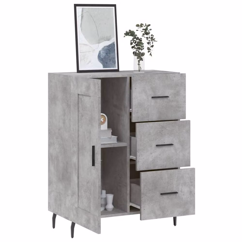 Berkfield Home Modern Sideboard in Concrete Grey, W/D/H: 69.5 x 34 x 90 cm – 3
