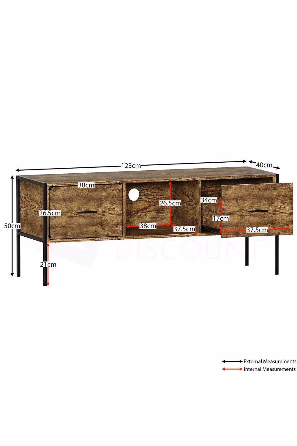 Vida Designs Brooklyn Industrial 2 Drawer TV Unit Cabinet in Dark Brown – 2