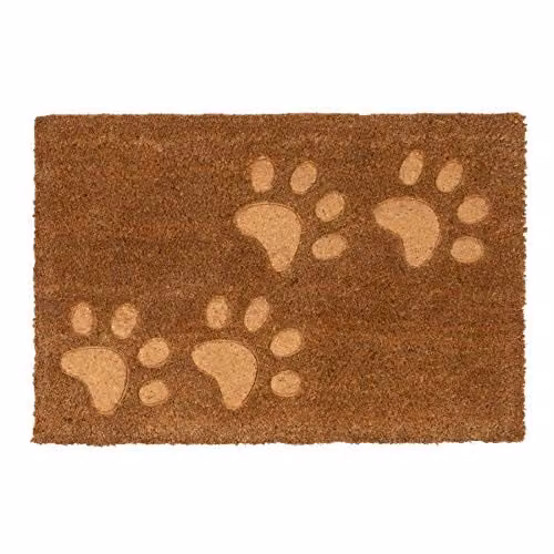 Nicola Spring Coir Door Mat with Embossed Paw Prints, Brown, W/D: 60 x 40 cm – 1