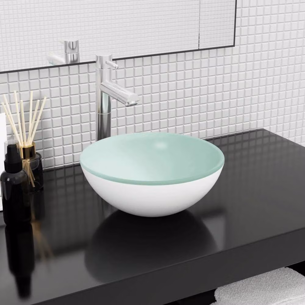 Berkfield Home White Tempered Glass Basin W: 30 cm, D: 12 cm, H: 12 cm – 2
