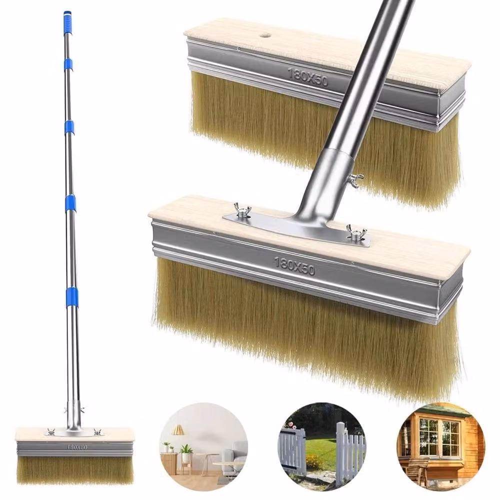 FLAVORA Brown Decking Brush with Stainless Steel Telescopic Handle – 4