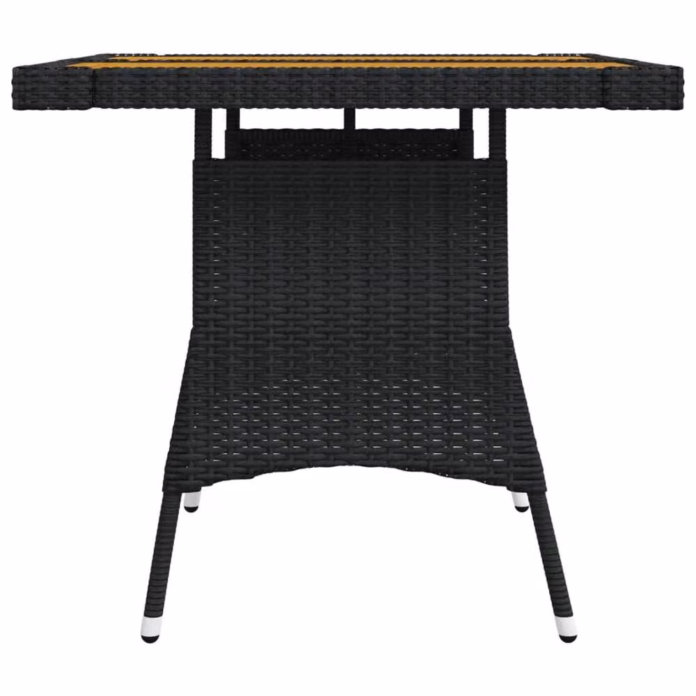 Berkfield Home Black Garden Table in Poly Rattan and Acacia Wood, W/D/H: 70 x 70 x 72 cm – 3