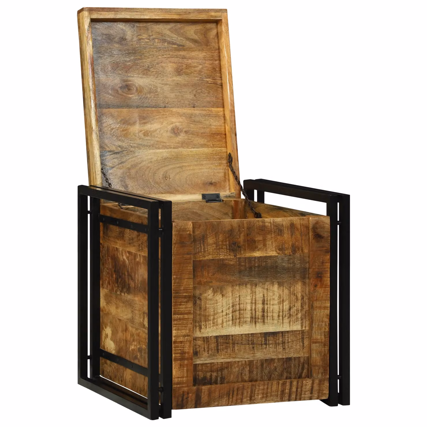 Berkfield Home Rustic Solid Mango Wood Storage Box in Brown, W/D/H: 50 x 50 x 50 cm – 2