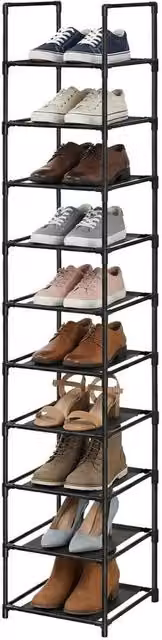 KORVIXA 10-Tier Black Metal Shoe Rack for Hallways – 1