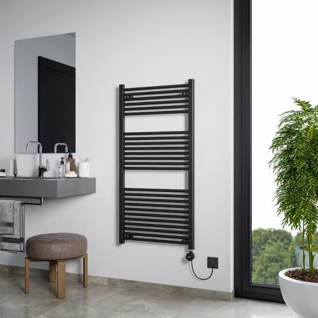Agadon Grace Electric Designer Towel Radiator in Black, W/D/H: 60 x 60 x 60 cm