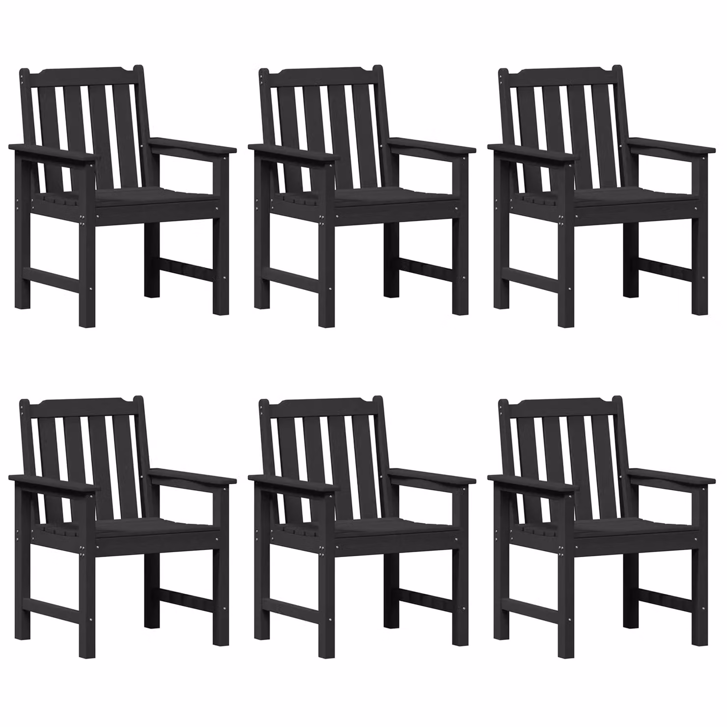 Berkfield Home Set of 6 Black Garden Dining Chairs, W/D/H: 55.5 x 55.5 x 88 cm – 2