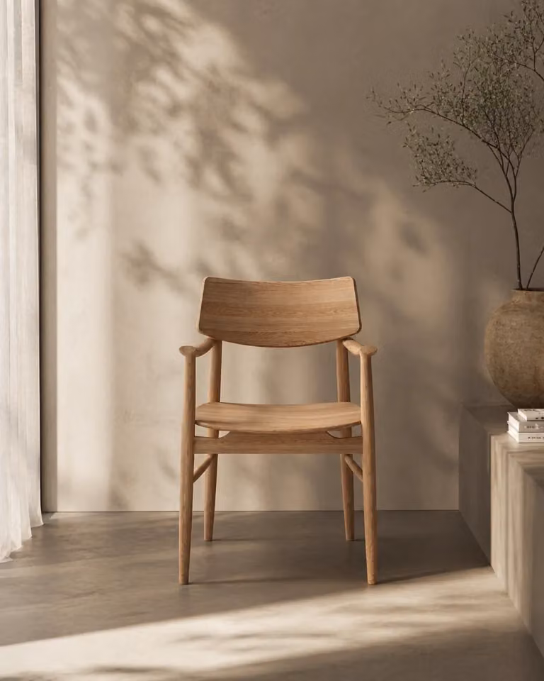 Tommy Franks Mono Solid Oak Dining Arm Chair in Brown