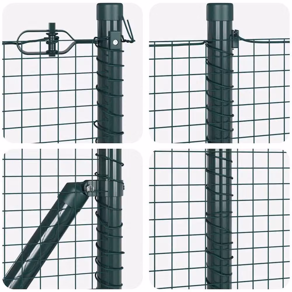 Berkfield Home Green Steel Welded Wire Fence with 13 Posts, 0.8 x 50 m – 6