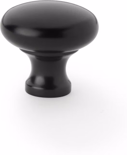 Handle & Home Round Curved Kitchen Cabinet Knobs in Matt Black, 32mm