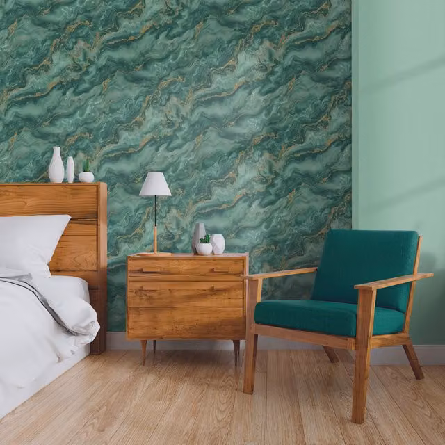 Erismann Mystic Spell Green Abstract Glamour Vinyl Flooring