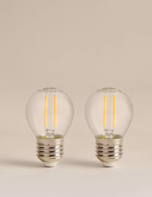 M&S 2 Pack 4W E27 Vintage Golf LED Light Bulbs, Transparent