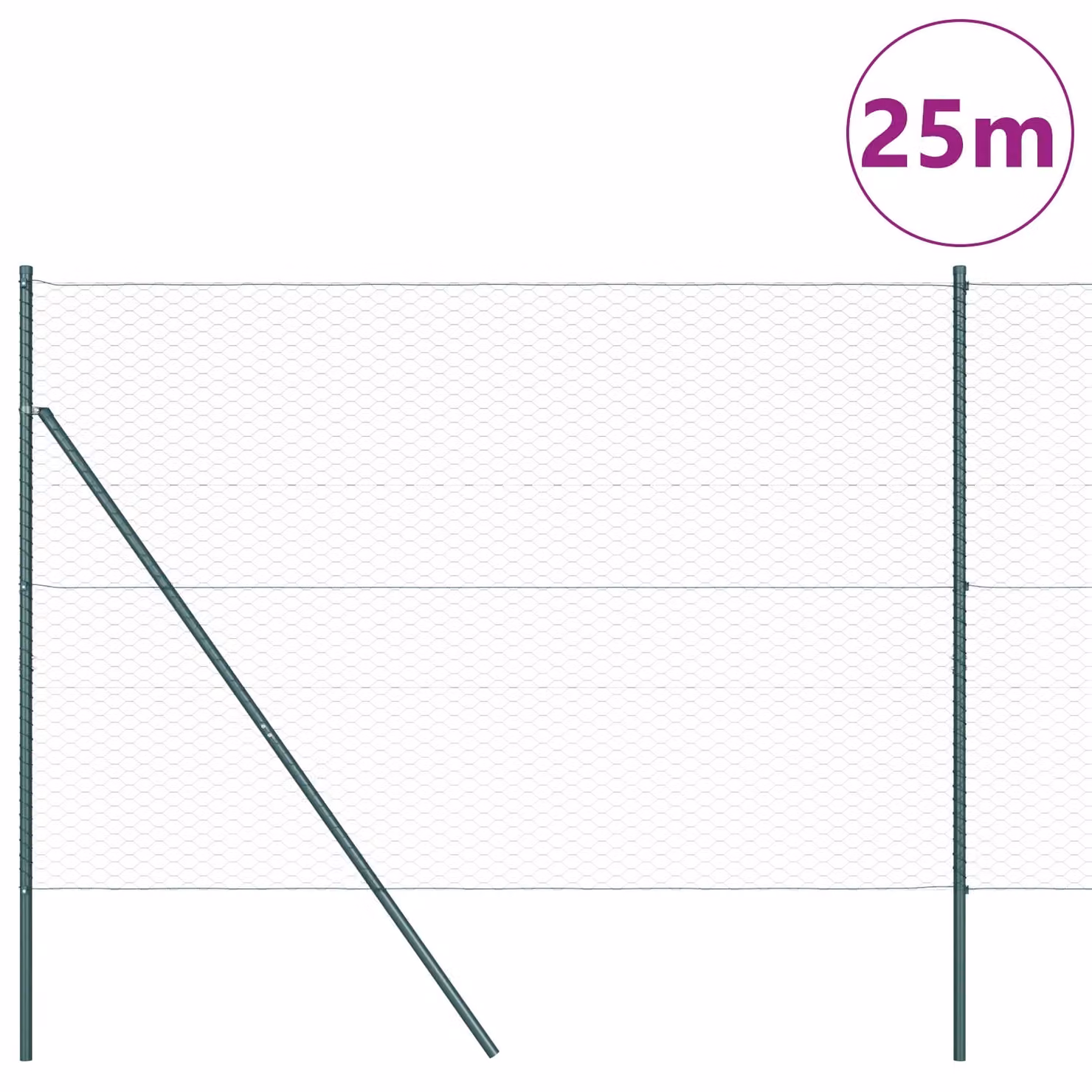 Berkfield Home Green Powder-Coated Steel Hexagon Fence, H: 160 cm x W: 25 m – 2